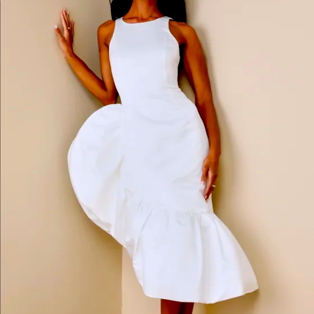 BRAND NEW! Ruffled Asymmetrical Midi Dress